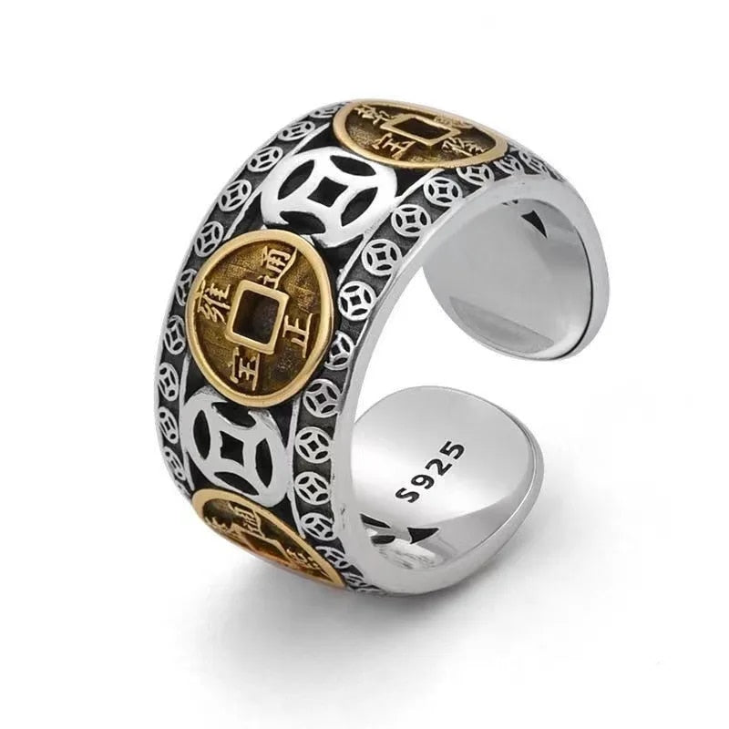 Feng Shui Five Emperor Lucky Coin Ring