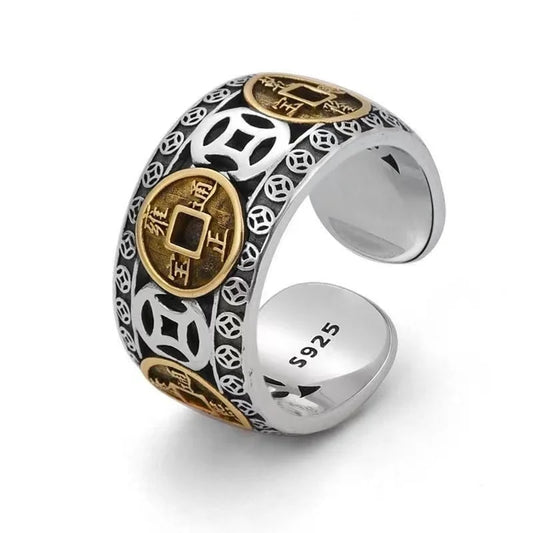 Feng Shui Five Emperor Lucky Coin Ring (UPSELL)